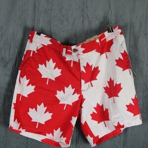 Loudmouth Golf Shorts - Canada Maple Leaf Pattern - Men's Size 36